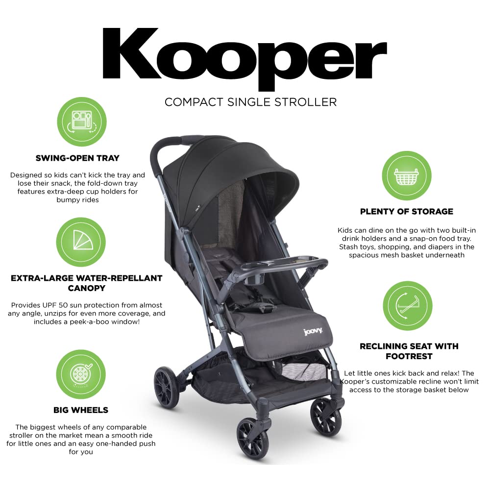 Joovy Kooper Lightweight Baby Stroller with Compact Fold (Forged Iron) - Kidsy