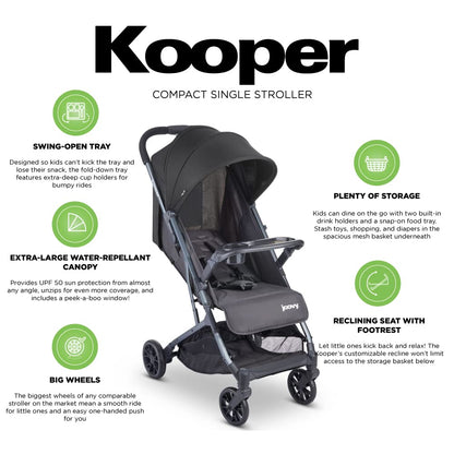 Joovy Kooper Lightweight Baby Stroller with Compact Fold (Forged Iron) - Kidsy