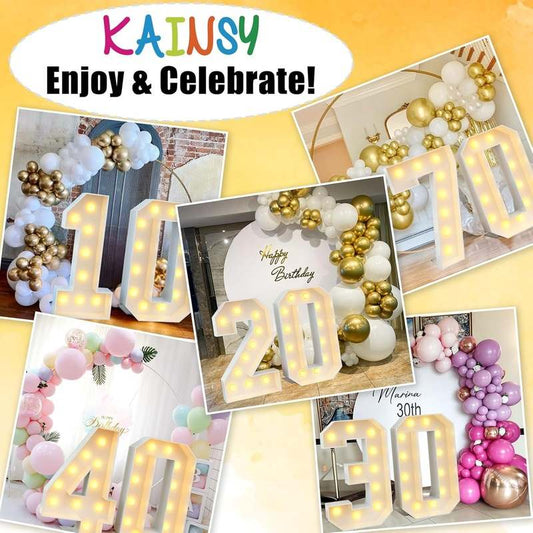 KAINSY 4ft Light - Up Number 70 Marquee Frame (White) - Kidsy