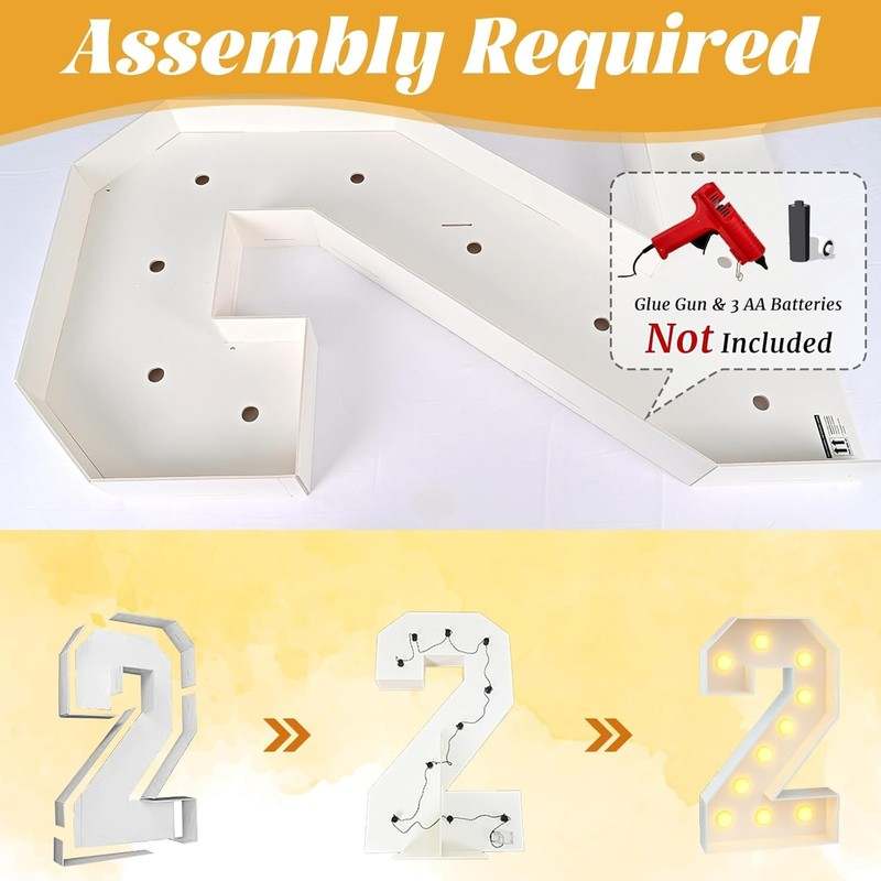 KAINSY 4ft Light - Up Number 70 Marquee Frame (White) - Kidsy