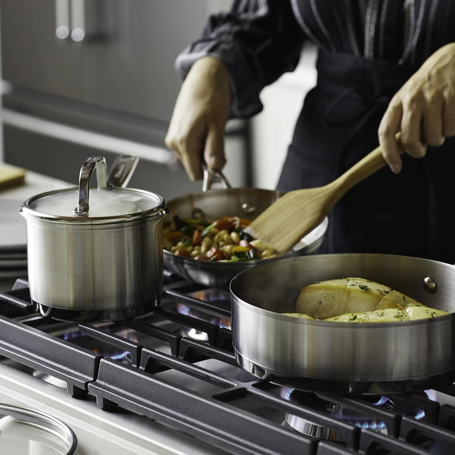 KitchenAid 11 - Piece Stainless Steel Cookware Set with 3 - Ply Base - Kidsy