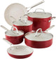 KitchenAid 84845 10 - Pc. Hard Anodized Nonstick Ceramic Cookware Set (Empire Red) - Kidsy