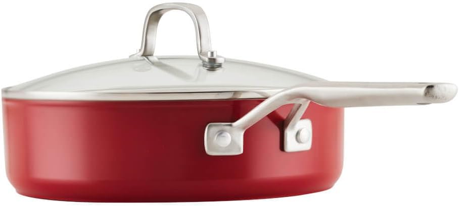 KitchenAid 84845 10 - Pc. Hard Anodized Nonstick Ceramic Cookware Set (Empire Red) - Kidsy