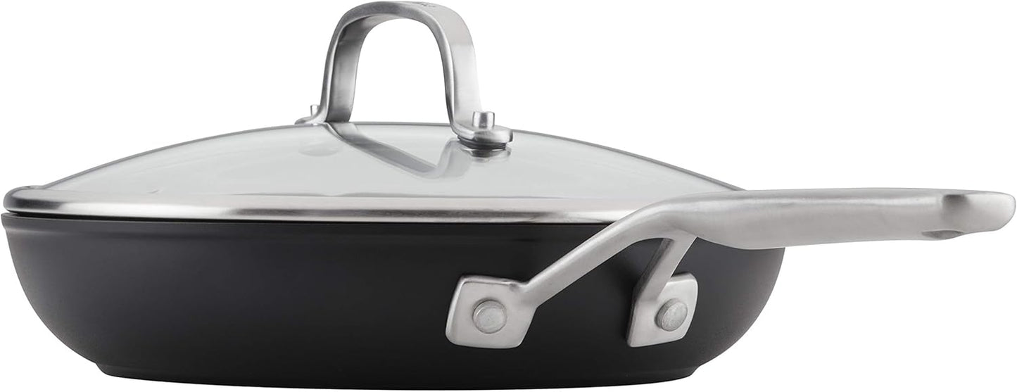 KitchenAid Hard Anodized Induction Nonstick Fry Pan Skillet with Lid 10 Inch (Matte Black) - Kidsy