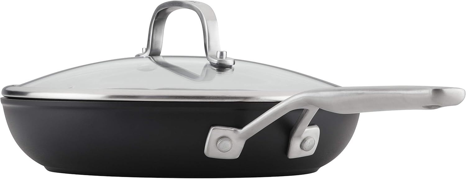KitchenAid Hard Anodized Induction Nonstick Fry Pan Skillet with Lid 10 Inch (Matte Black) - Kidsy