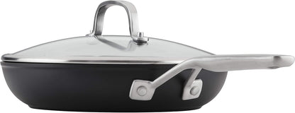 KitchenAid Hard Anodized Induction Nonstick Fry Pan Skillet with Lid 10 Inch (Matte Black) - Kidsy