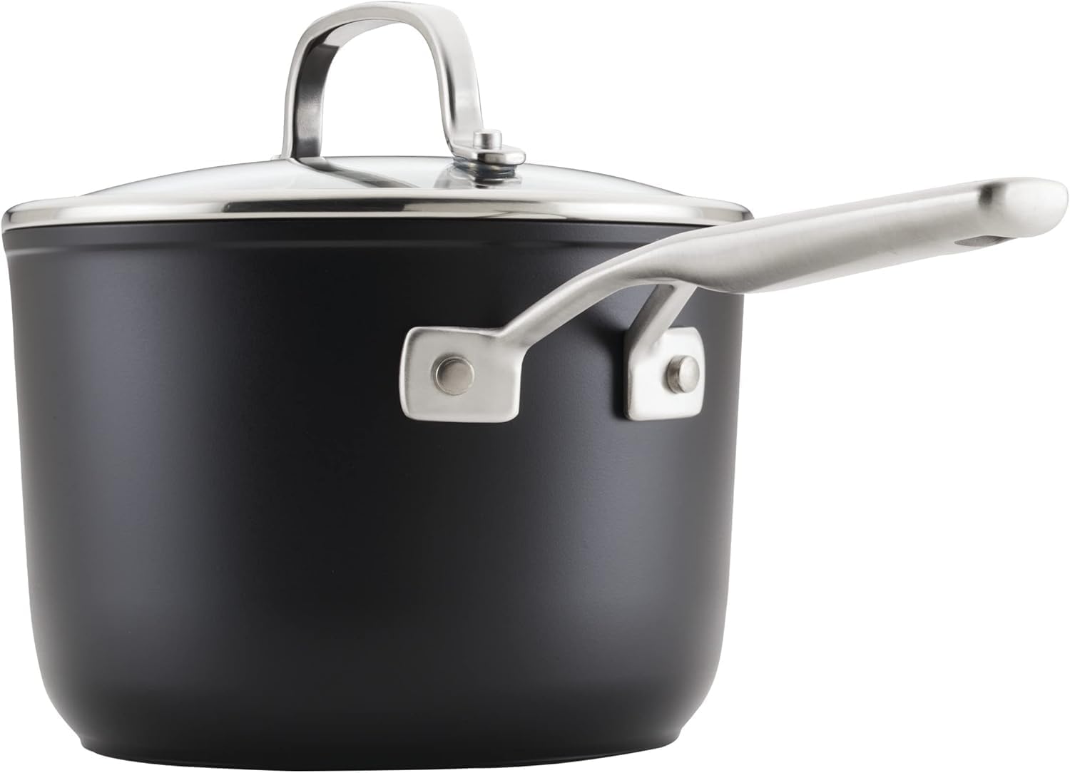 KitchenAid Hard Anodized Induction Nonstick Sauce Pan/Saucepan with Lid, 3 Quart (Matte Black) - Kidsy