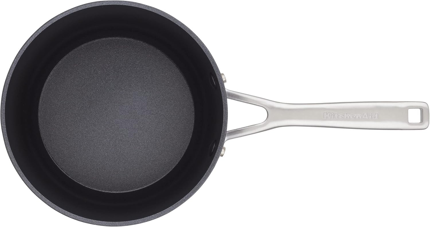 KitchenAid Hard Anodized Induction Nonstick Sauce Pan/Saucepan with Lid, 3 Quart (Matte Black) - Kidsy