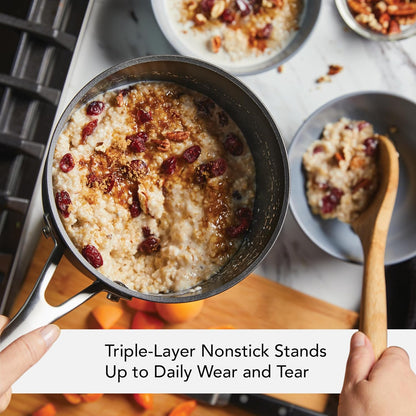 KitchenAid Hard Anodized Induction Nonstick Sauce Pan/Saucepan with Lid, 3 Quart (Matte Black) - Kidsy