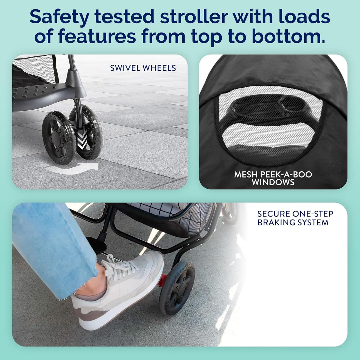 Kolcraft Cloud Plus Lightweight Double Stroller Side-by-Side for Infant Toddler (Slate Gray) - Kidsy