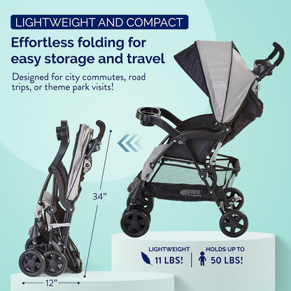 Kolcraft Cloud Plus Lightweight Stroller (Slate Grey) - Kidsy