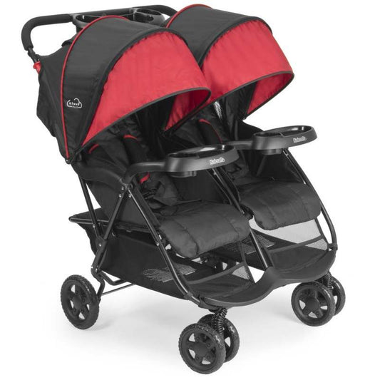 Kolcraft Cloud Plus Side - by - Side Lightweight Double Baby Stroller (Red/Black) - Kidsy