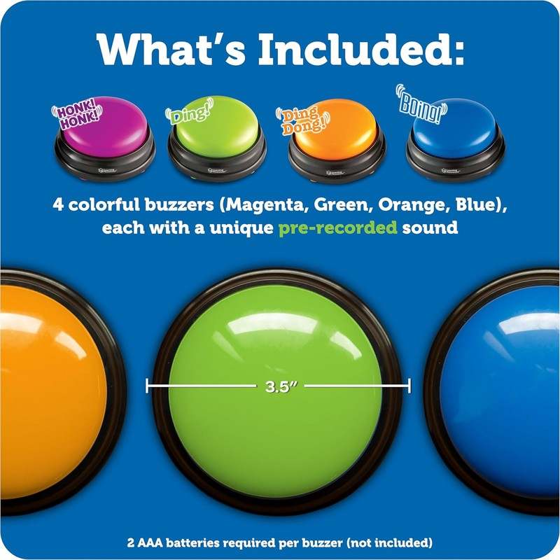 Learning Resources Answer Buzzers Set of 4 Ages 3+ Game Show Buzzers - Kidsy