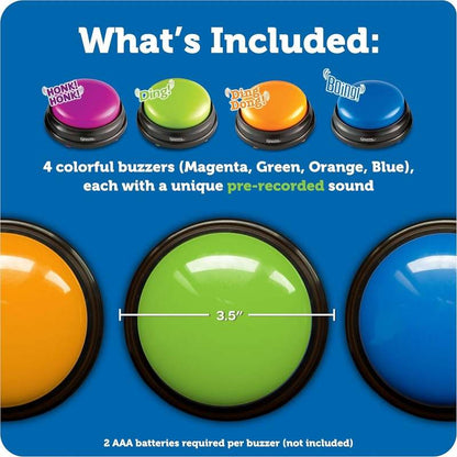 Learning Resources Answer Buzzers Set of 4 Ages 3+ Game Show Buzzers - Kidsy
