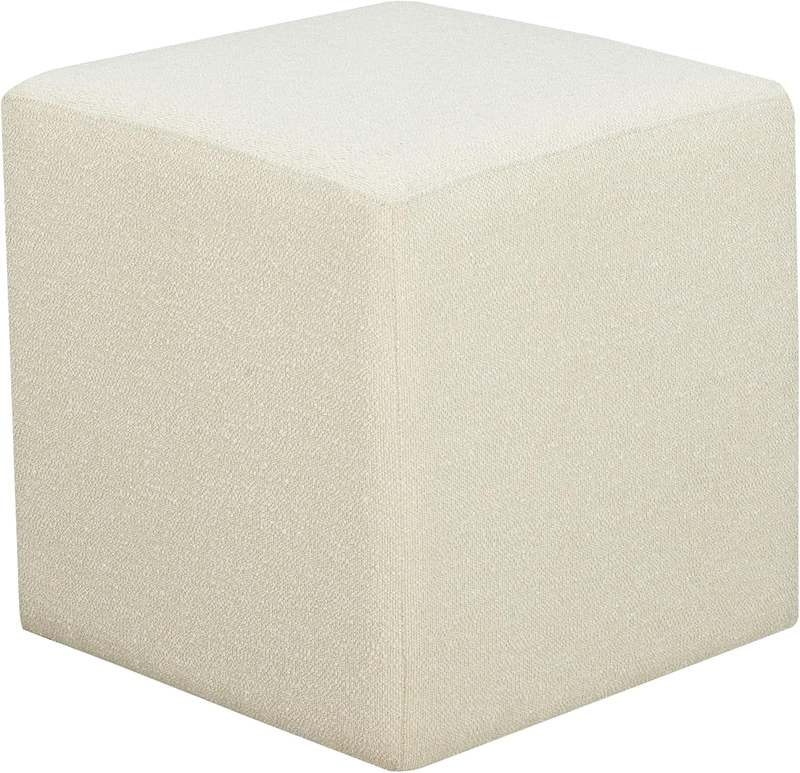 Lifestyle Solutions 18” Warren Ottoman Square Elegant Boucle Stationary Ottomans Backless Chair (Snow) - Kidsy