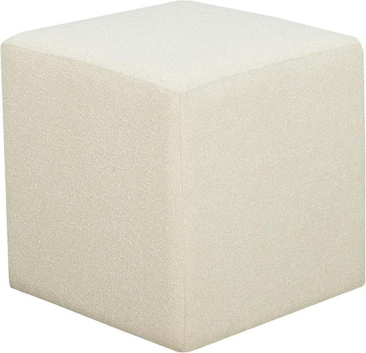 Lifestyle Solutions 18” Warren Ottoman Square Elegant Boucle Stationary Ottomans Backless Chair (Snow) - Kidsy