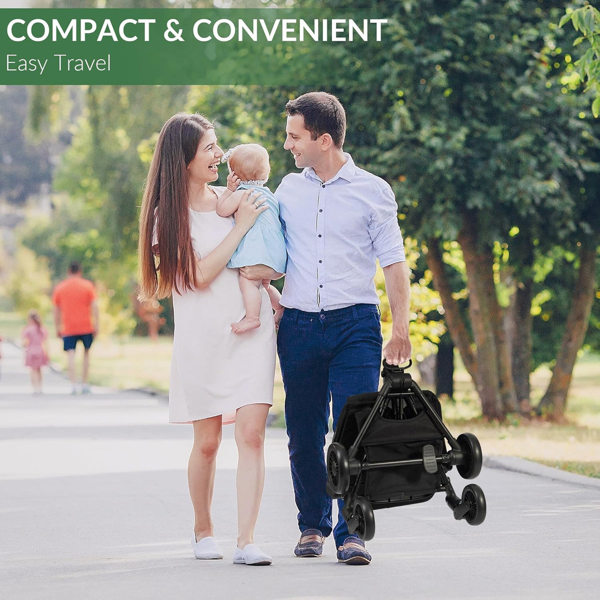 Lightweight Travel Stroller for Airplane,10.5 lbs Compact Foldable Baby Stroller (Midnight) - Kidsy