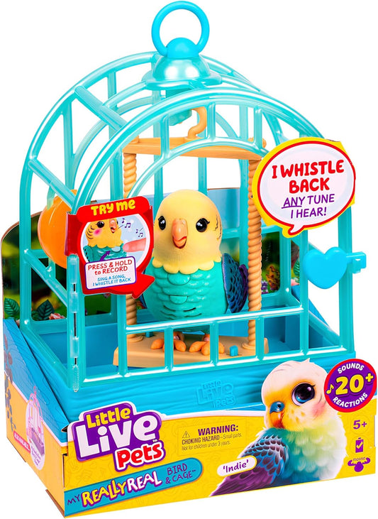 Little Live Pets My Really Real Talking Bird Toy with Cage (Indie Budgie) - Kidsy
