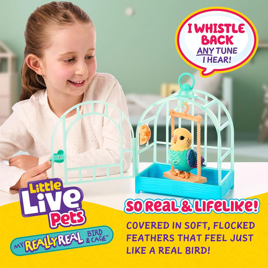 Little Live Pets My Really Real Talking Bird Toy with Cage (Indie Budgie) - Kidsy
