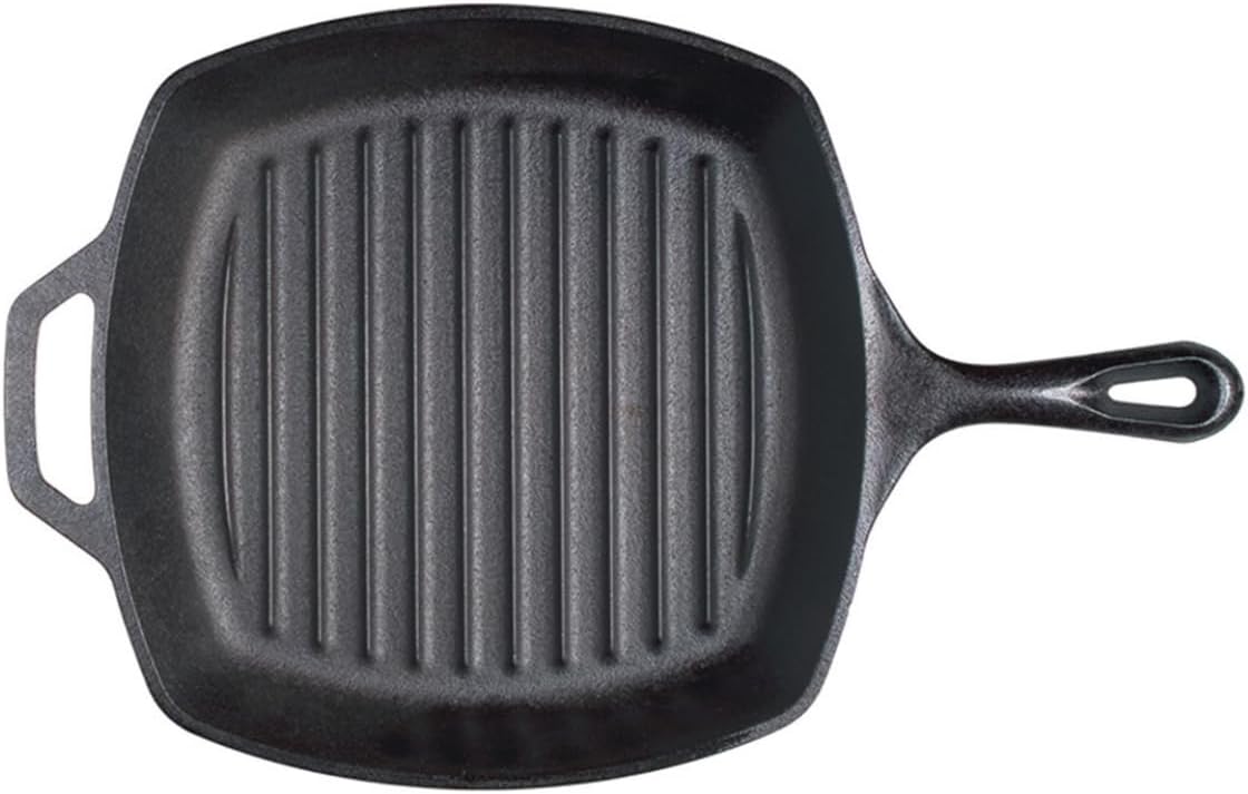 Lodge Cast Iron Grill Pan, Square, 10.5 Inch (Black) - Kidsy