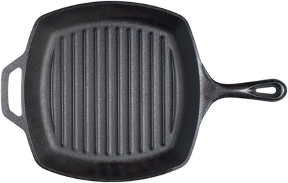 Lodge Cast Iron Grill Pan, Square, 10.5 Inch (Black) - Kidsy