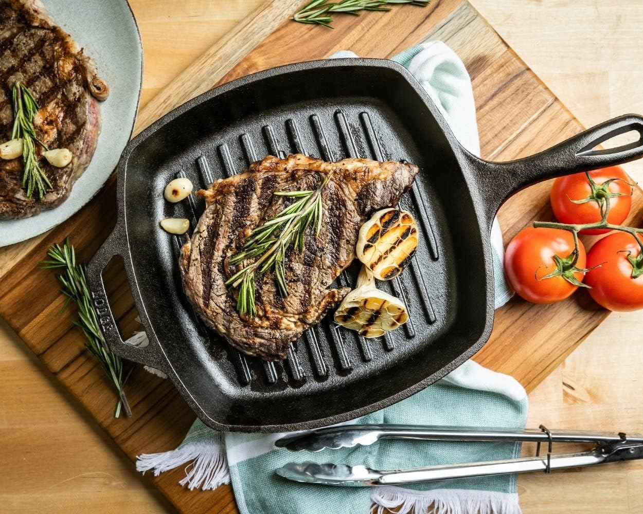 Lodge Cast Iron Grill Pan, Square, 10.5 Inch (Black) - Kidsy