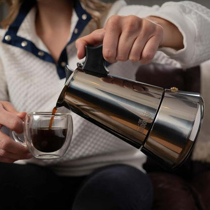 London Sip Stainless Steel Moka Pot, Small 5.07 oz (Silver) - Kidsy