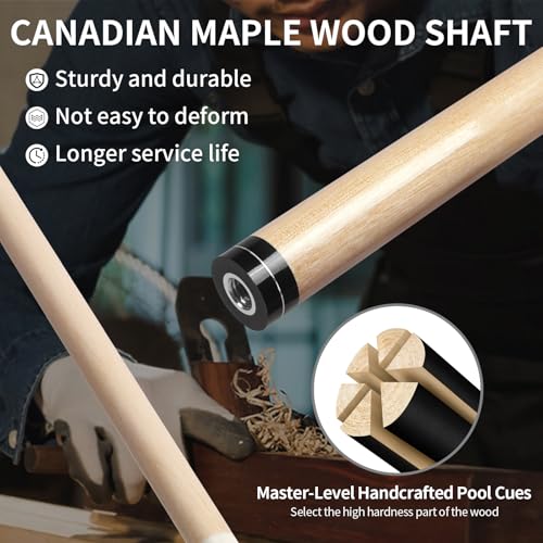 LOTKEY Pool Stick, Pool Cue 58'' 21 oz Cue Sticks with Extra 2 Pool Chalks (4 Pieces) - Kidsy