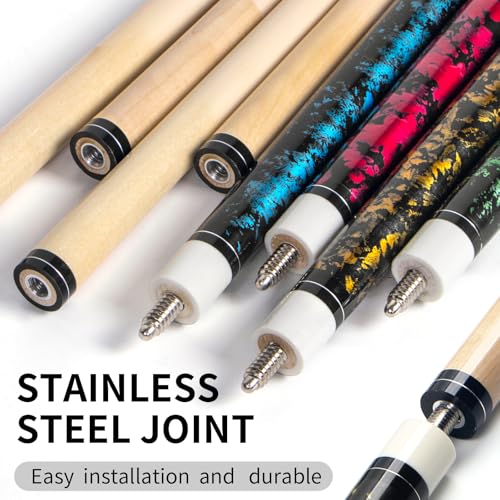 LOTKEY Pool Stick, Pool Cue 58'' 21 oz Cue Sticks with Extra 2 Pool Chalks (4 Pieces) - Kidsy