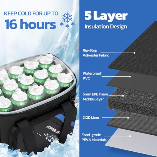 Maelstrom Cooler Bag 30 Cans Beach Cooler Leakproof Large (Black) - Kidsy