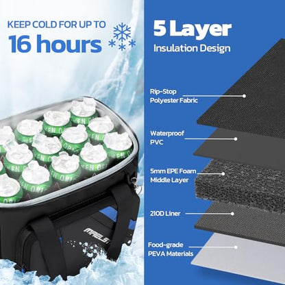 Maelstrom Cooler Bag 30 Cans Beach Cooler Leakproof Large (Black) - Kidsy