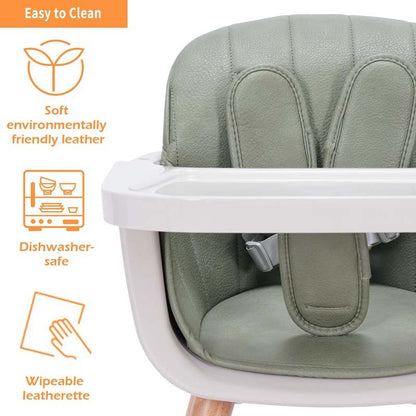 Mallify 3 - in - 1 Convertible Wooden High Chair (Green Color) - Kidsy