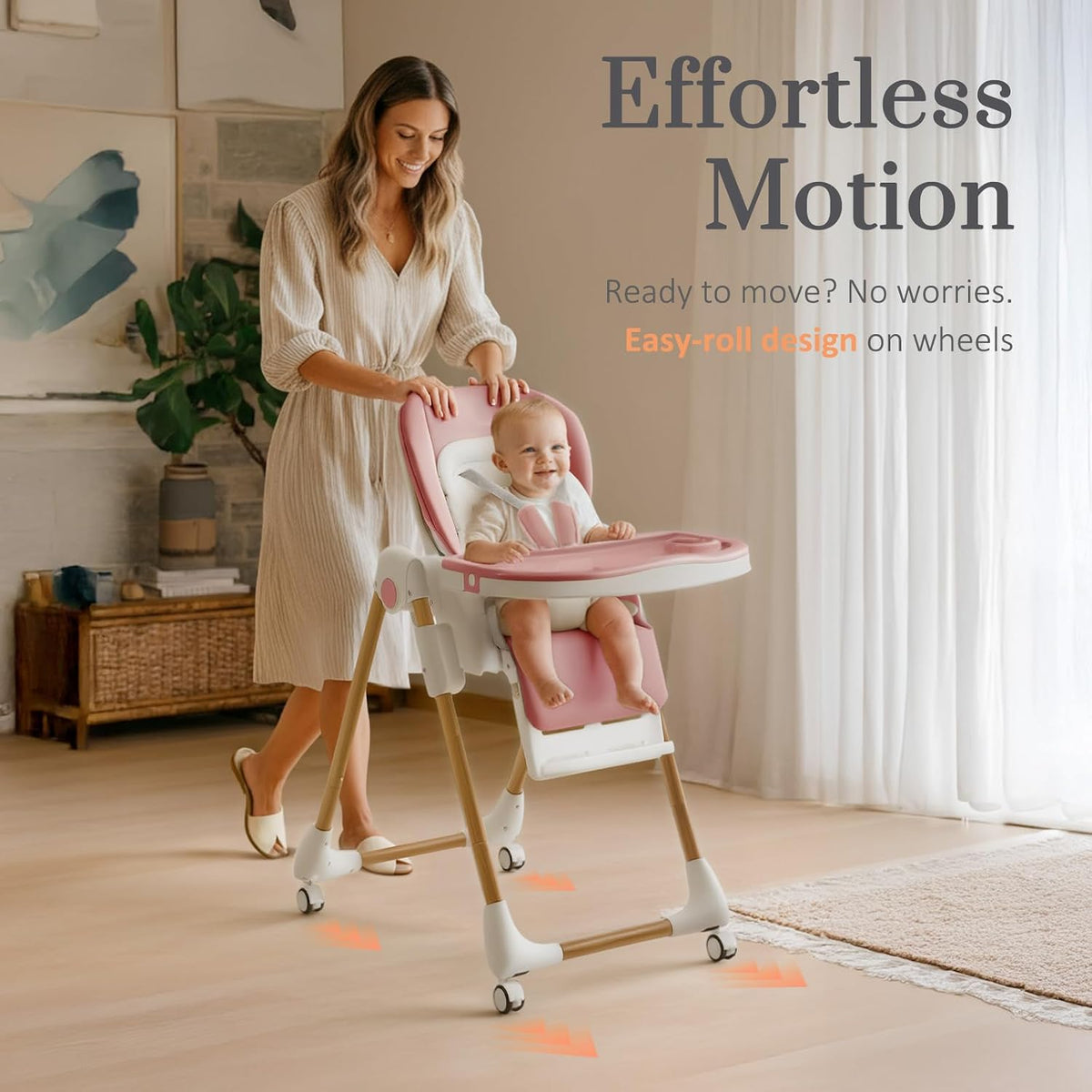 Mallify 3-in-1 Foldable Convertible Baby High Chair (Pink) - Kidsy