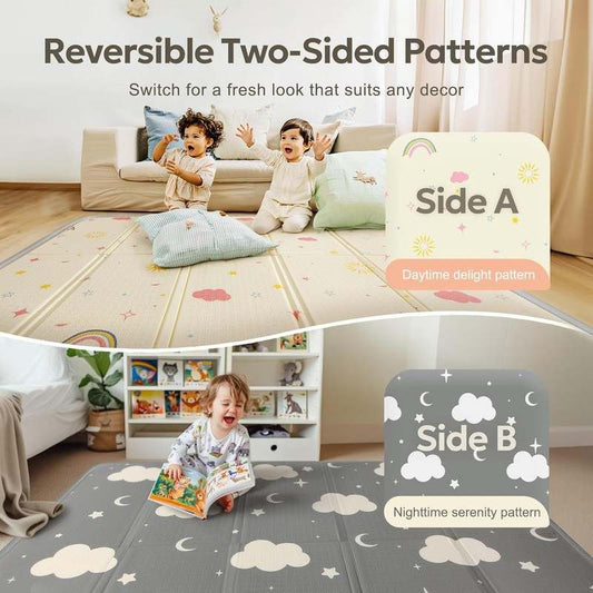 Mallify Extra Large Foldable Baby Play Mat 50"x50" (Beige) - Kidsy