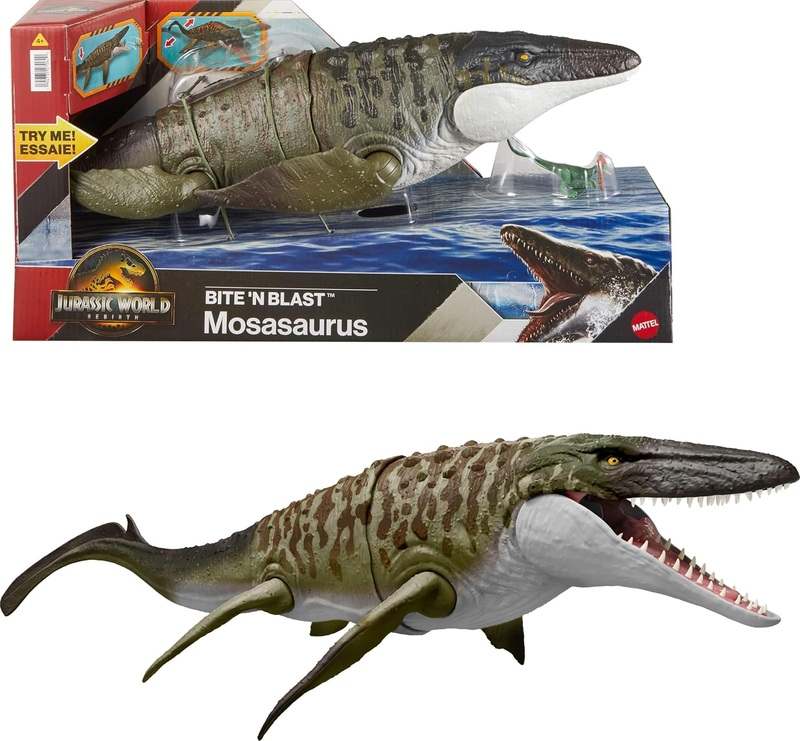 Mattel Jurassic World Bite N Blast Mosasaurus Figure - Kidsy