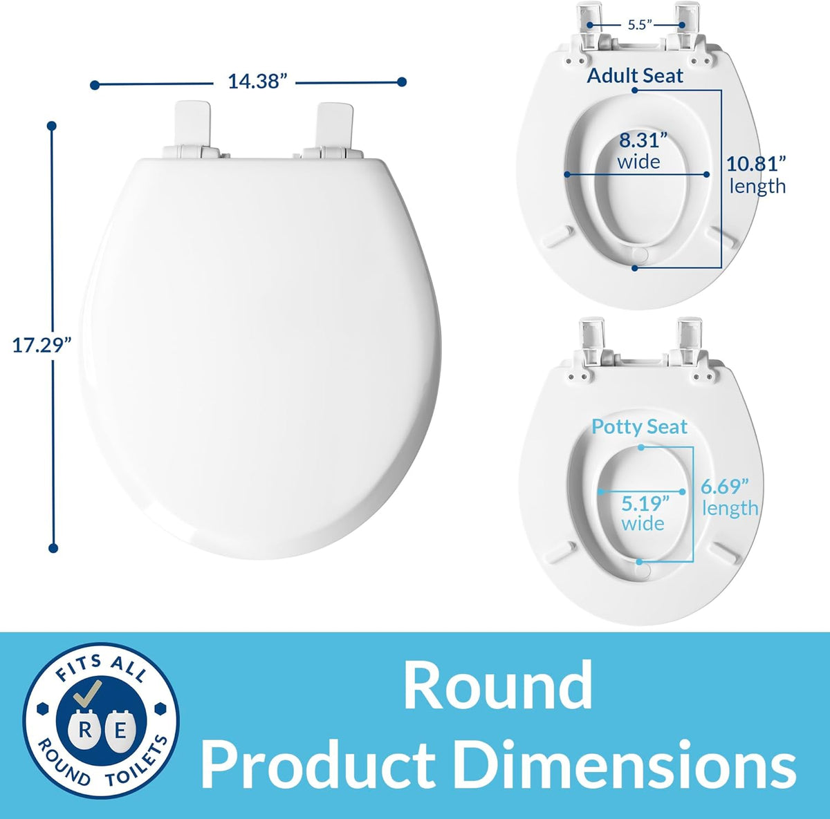 Mayfair NextStep2 Toilet Seat with Built - In Potty Training Seat (Round, White) - Kidsy