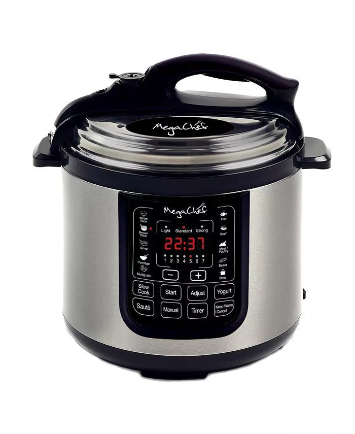 MegaChef 8 - Quart Digital Pressure Cooker with 13 Preset Functions (Silver) - Kidsy