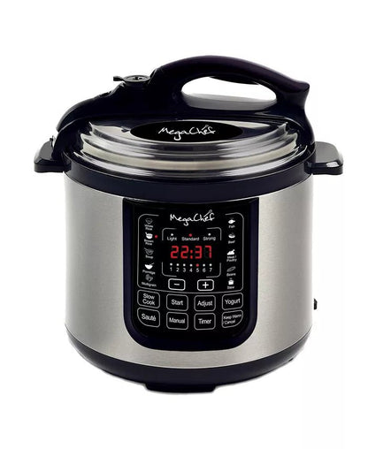 MegaChef 8 - Quart Digital Pressure Cooker with 13 Preset Functions (Silver) - Kidsy