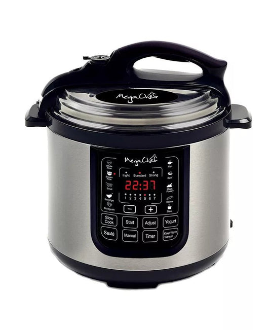 MegaChef 8 - Quart Digital Pressure Cooker with 13 Preset Functions (Silver) - Kidsy
