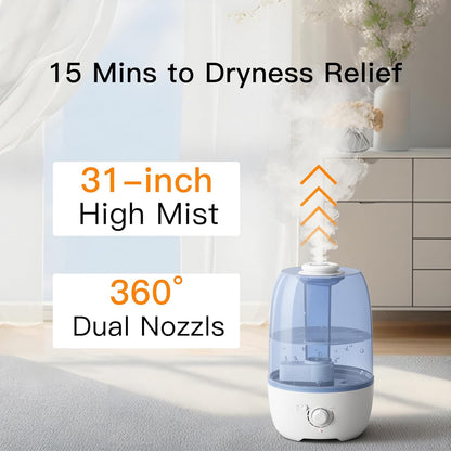 MEGAWISE Cool Mist Humidifier for Kid bedroom with 3.2L Large Capacity (White) - Kidsy