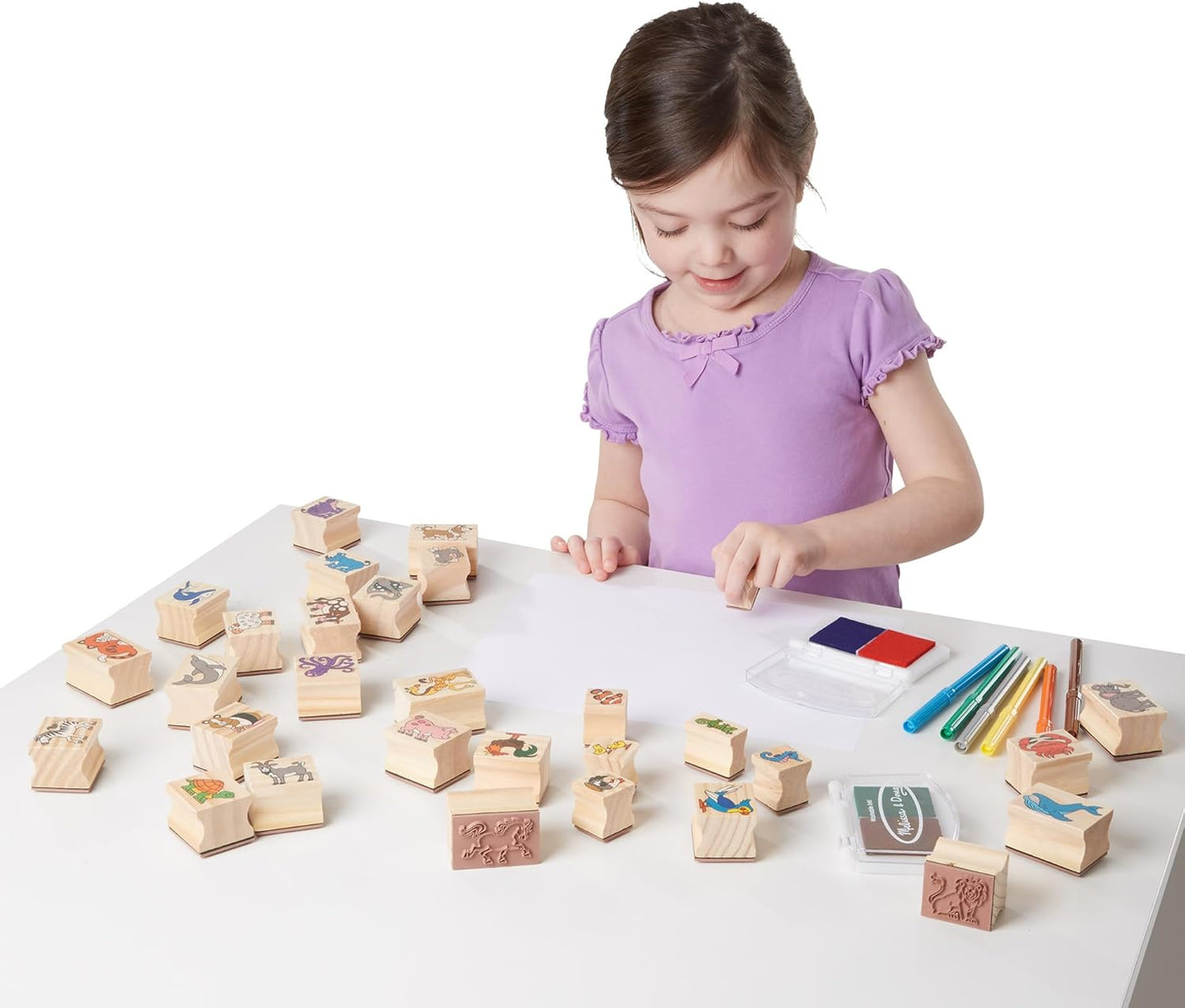 Melissa & Doug Deluxe Wooden Animal Stamp Set - Kidsy