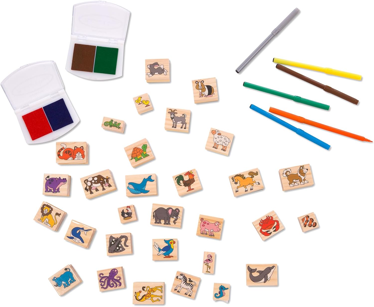 Melissa & Doug Deluxe Wooden Animal Stamp Set - Kidsy