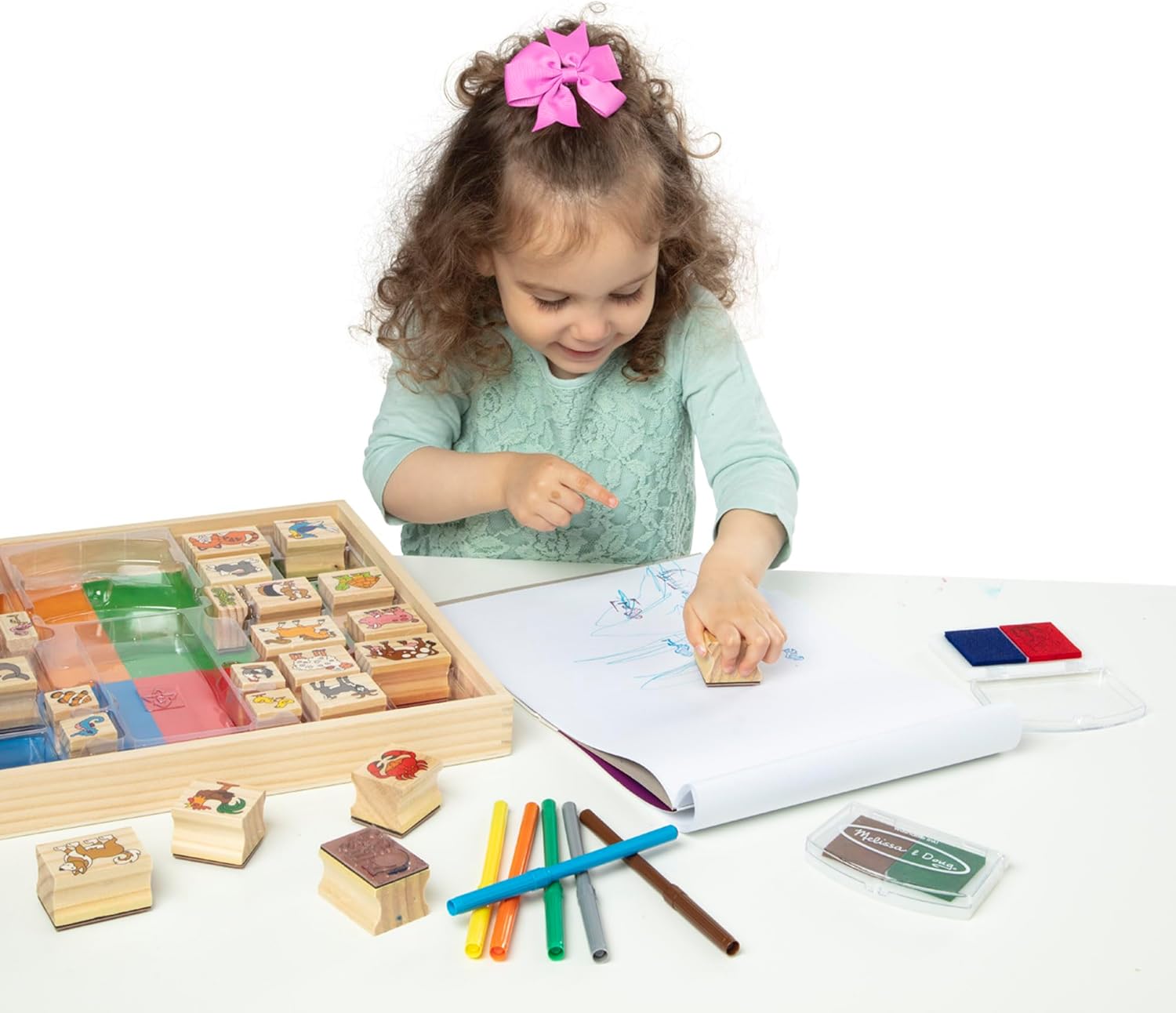 Melissa & Doug Deluxe Wooden Animal Stamp Set - Kidsy