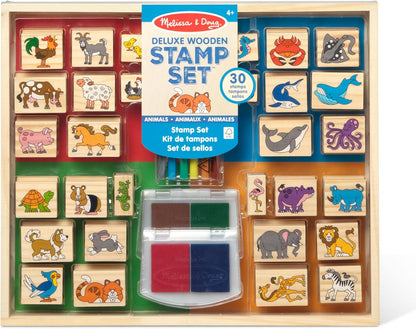 Melissa & Doug Deluxe Wooden Animal Stamp Set - Kidsy