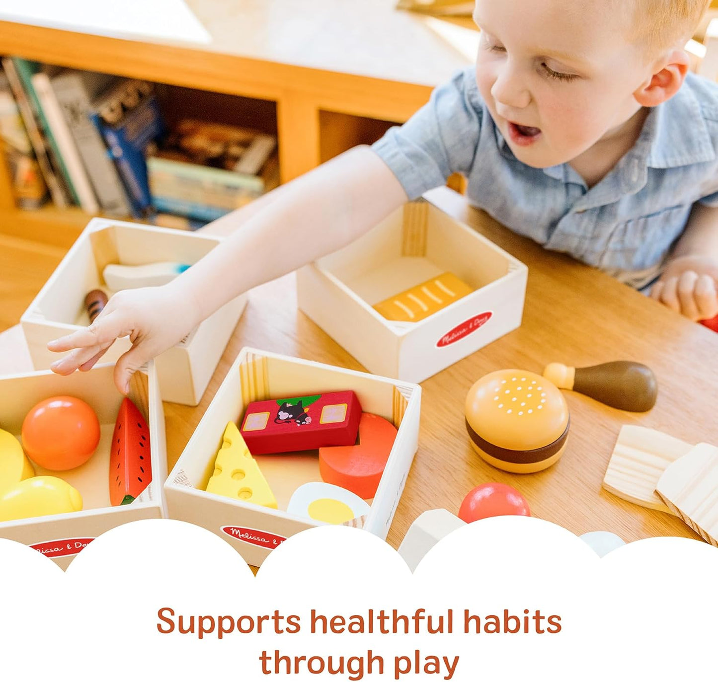 Melissa & Doug Food Groups Wooden Play Food Set - Kidsy