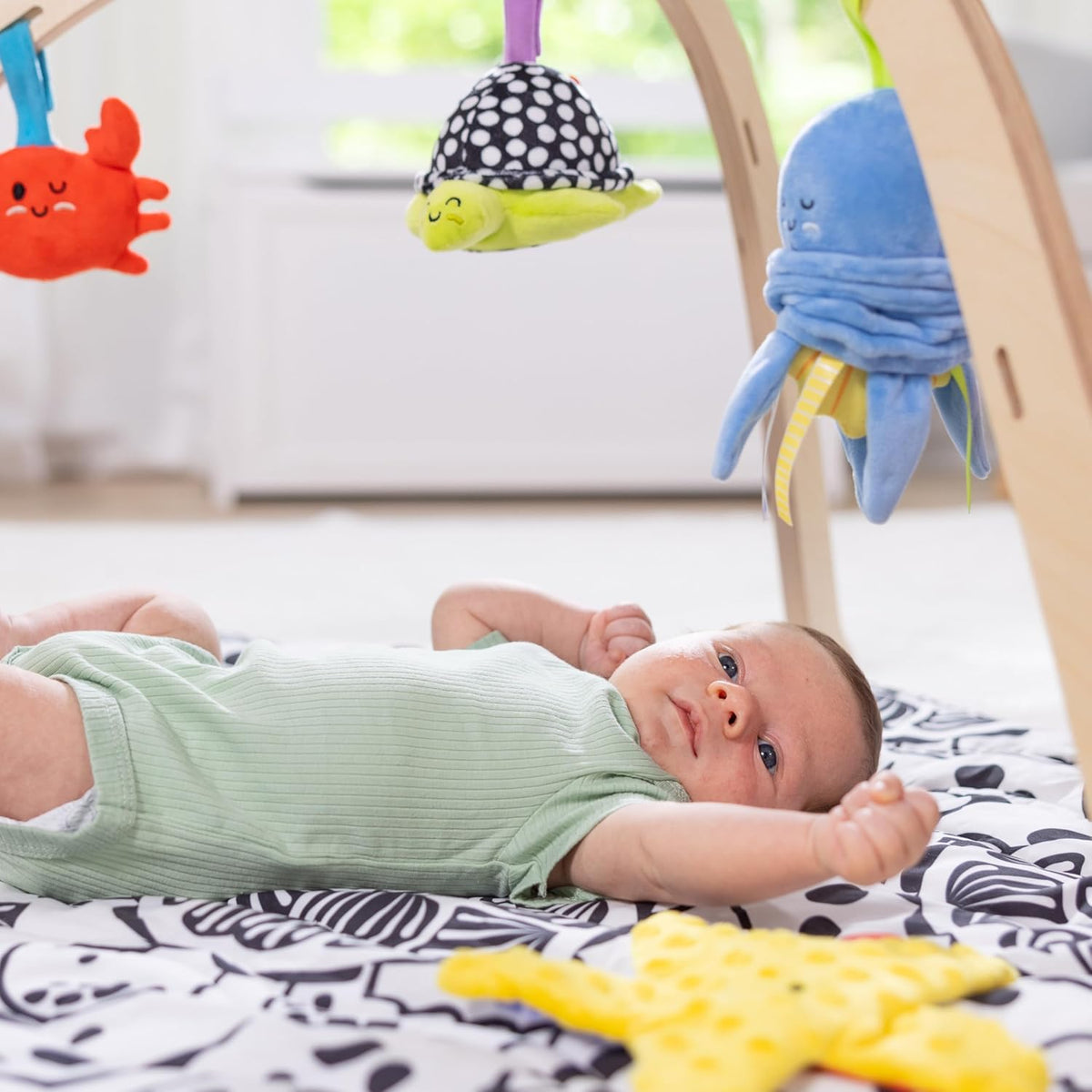 Melissa & Doug Ocean Wooden Baby Play Gym, Easy-Fold Baby Activity Center - Kidsy