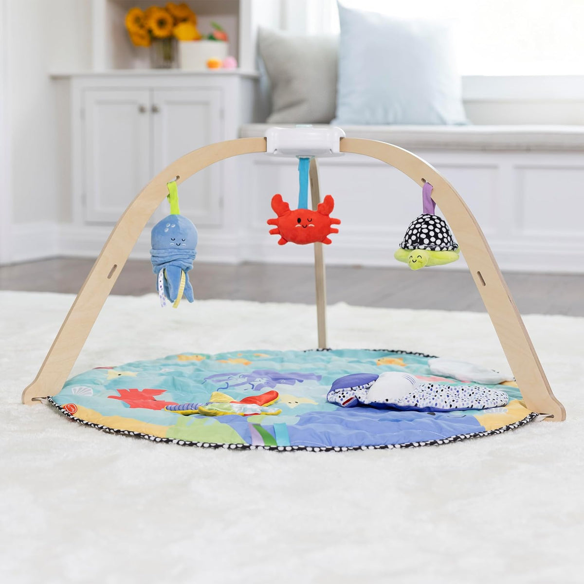 Melissa & Doug Ocean Wooden Baby Play Gym, Easy-Fold Baby Activity Center - Kidsy