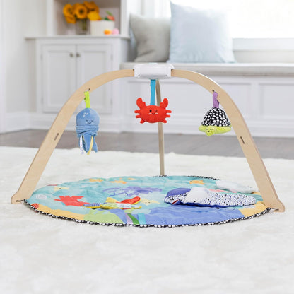 Melissa & Doug Ocean Wooden Baby Play Gym, Easy-Fold Baby Activity Center - Kidsy