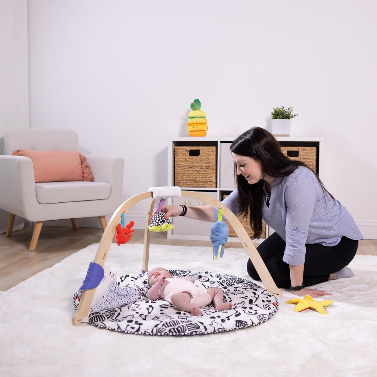 Melissa & Doug Ocean Wooden Baby Play Gym, Easy-Fold Baby Activity Center - Kidsy