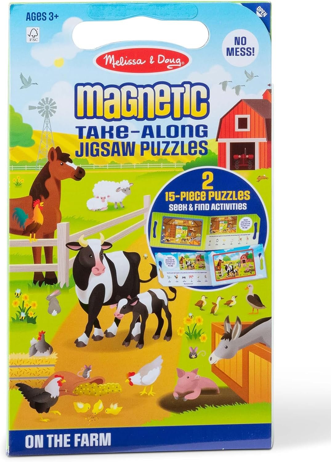 Melissa & Doug Take-Along Magnetic Farm Jigsaw Puzzle Set (2 x 15 Pieces)
